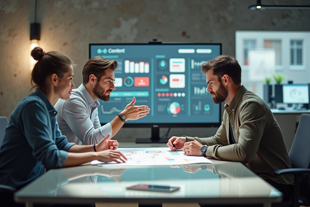 Equipe de web designers en réunion collaborative