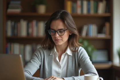 Femme utilisant un ordinateur portable affichant une erreur de connexion sur le portail NÉO Yvelines