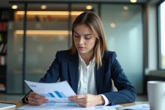 Femme professionnelle explorant des fiches métiers pour orienter son avenir professionnel