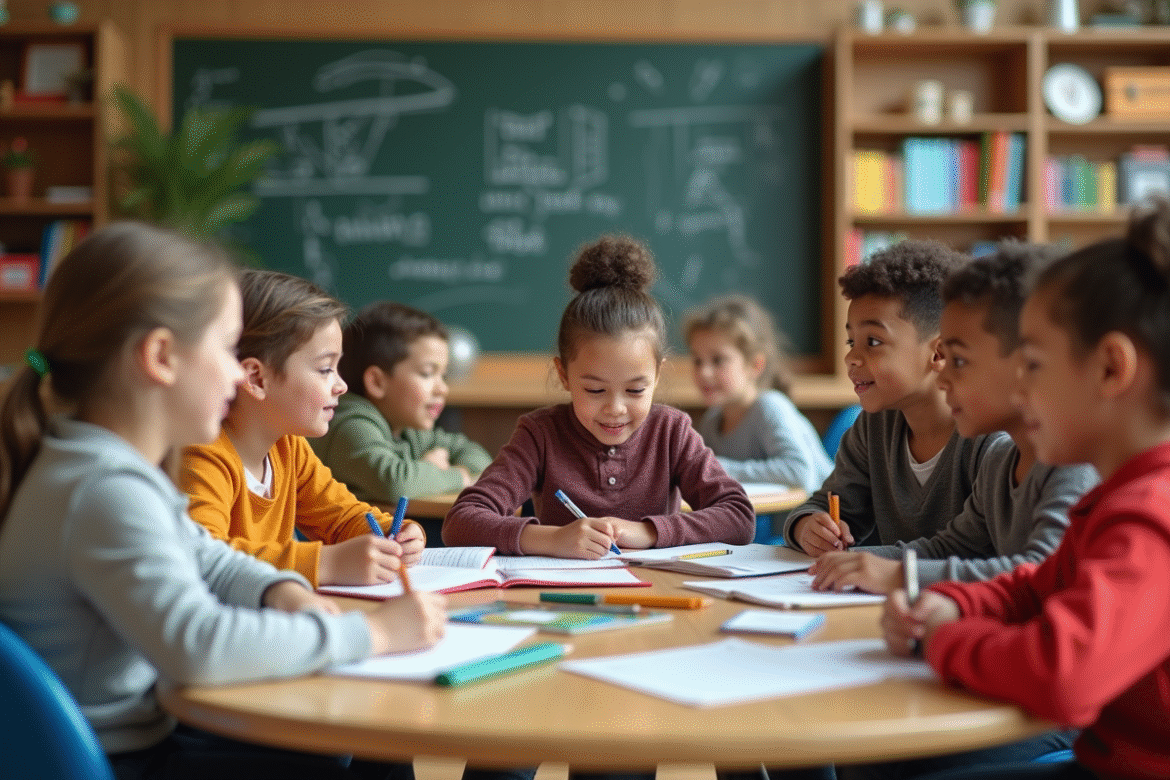 Enfants d ecole primaire en classe active