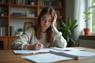 Jeune femme en train d'étudier l'anatomie à la maison