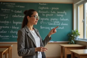 Professeure de français en classe avec conjugaisons du passé simple