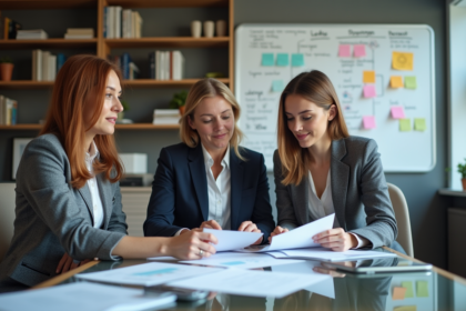 Groupe de professionnels en réunion dans un bureau moderne