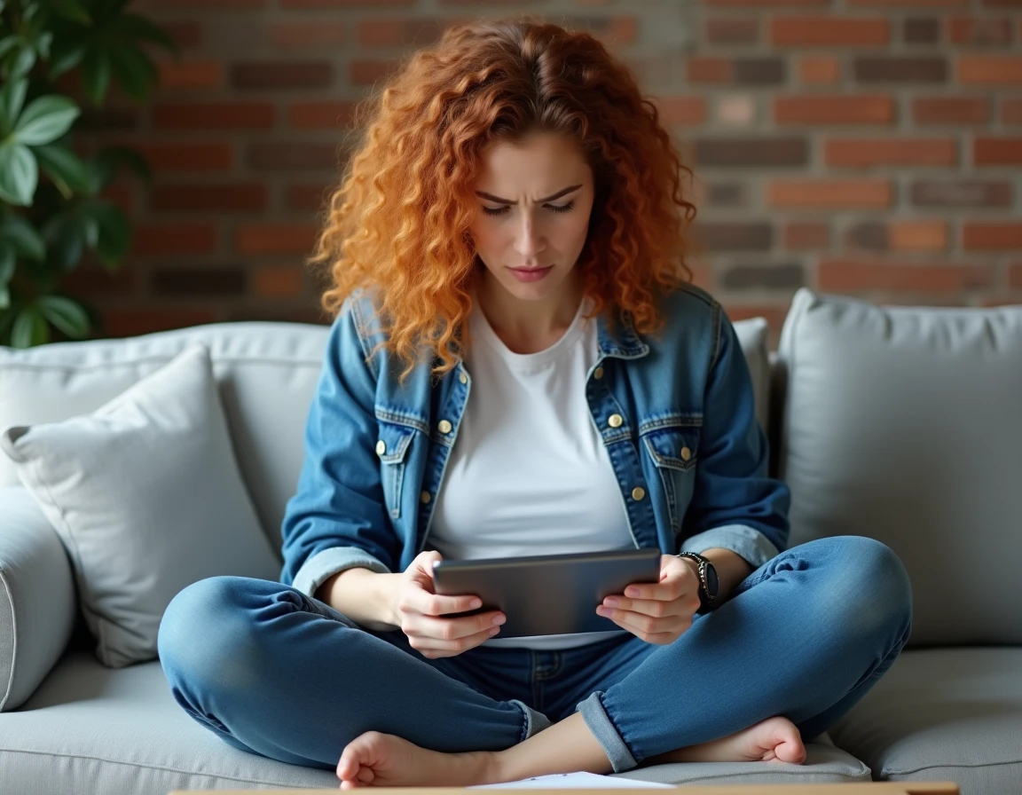 Jeune femme contactant le support client via tablette pour résoudre un problème d'accès à son espace en ligne