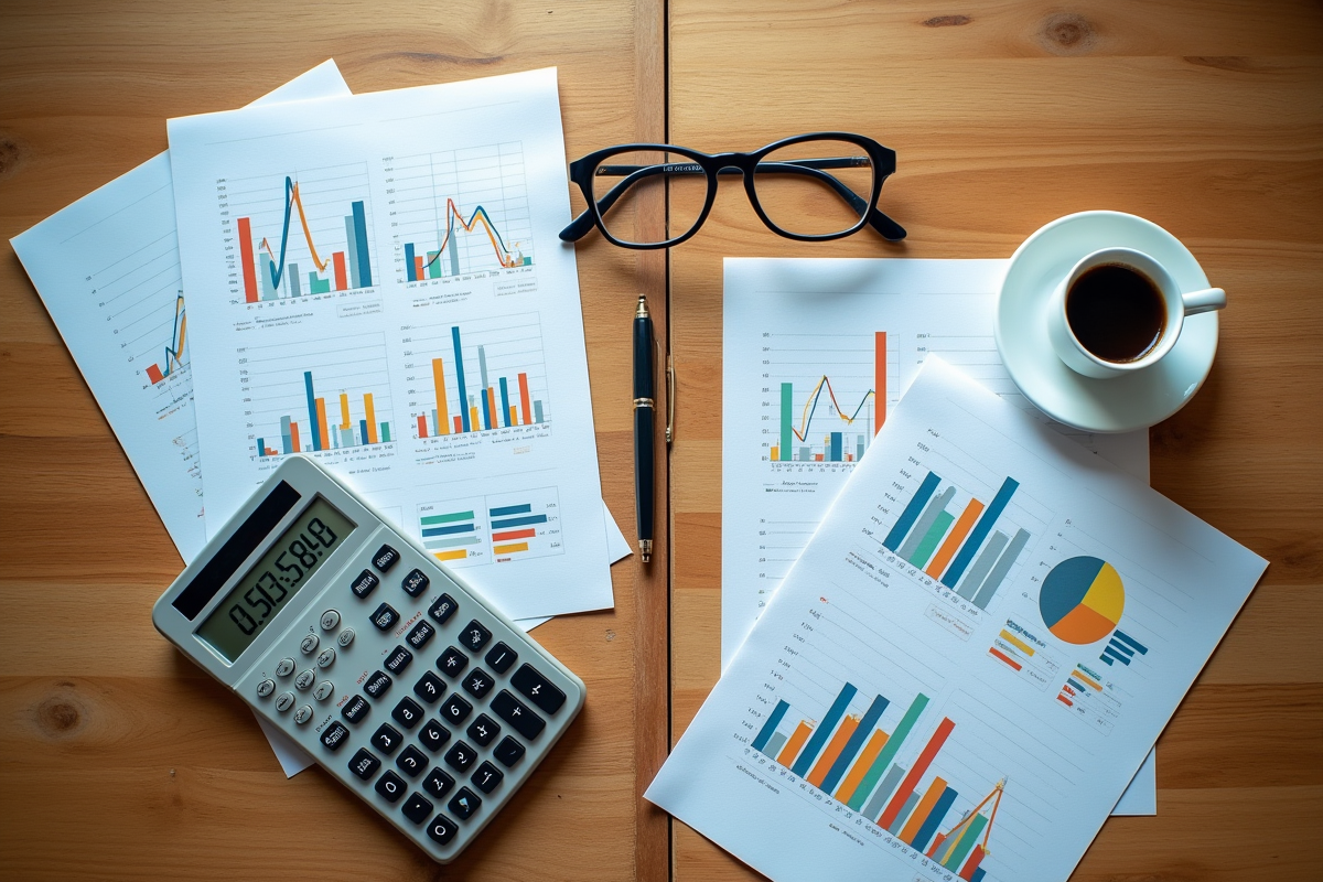 Vue de dessus d une table divisée entre comptabilite financière et gestion